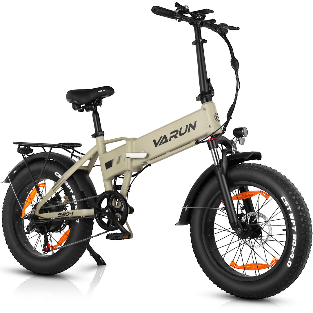 VARUN Folding Electric Bike for Adults - Peak 750W Fat Tire Electric Bike with 48V 13Ah Anti-Theft Battery - Full Suspension Ebike for All Terrains Up to 25+MPH, 60+ Miles