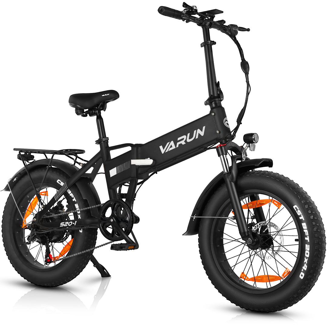 VARUN Folding Electric Bike for Adults - Peak 750W Fat Tire Electric Bike with 48V 13Ah Anti-Theft Battery - Full Suspension Ebike for All Terrains Up to 25+MPH, 60+ Miles