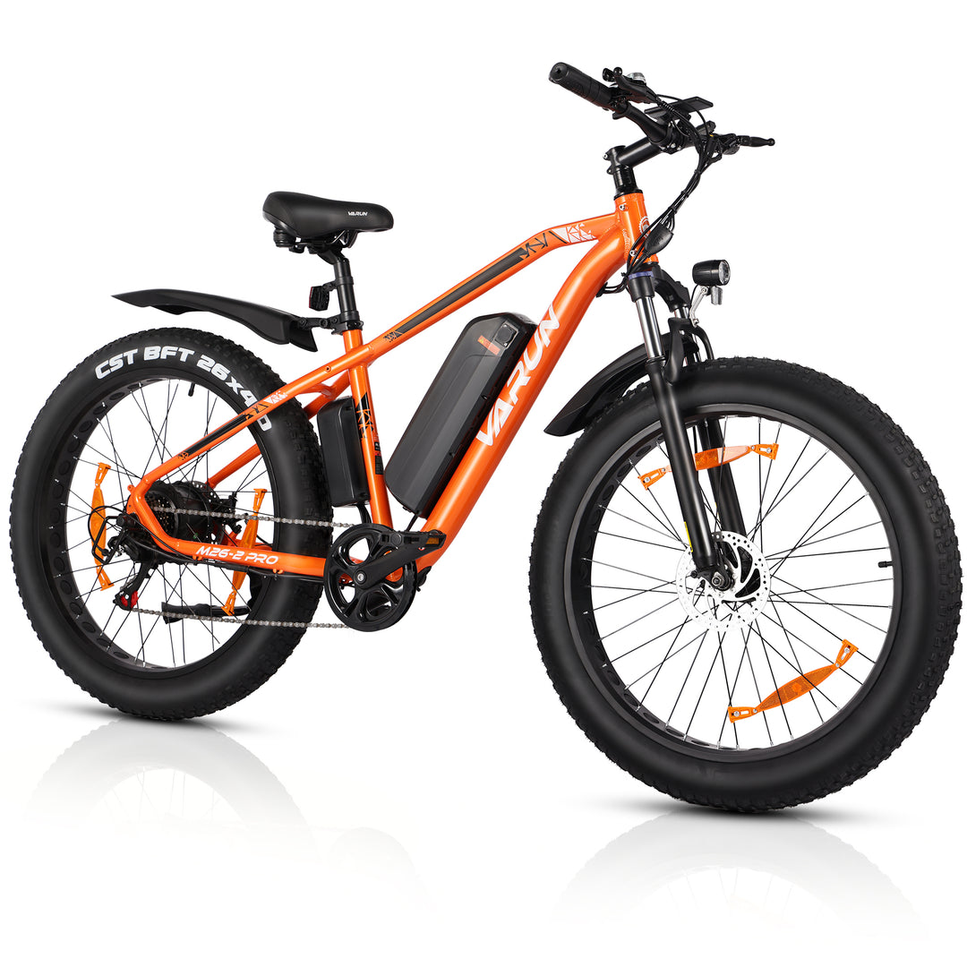 VARUN Fat Tire Electric Bike for Men - Peak 750W Ebikes for Adults - Up to 25MPH 60+ Miles with 48V 13AH Removable Battery - 26" Electric Mountain Bike Features 7-Speed, Lockable Suspension