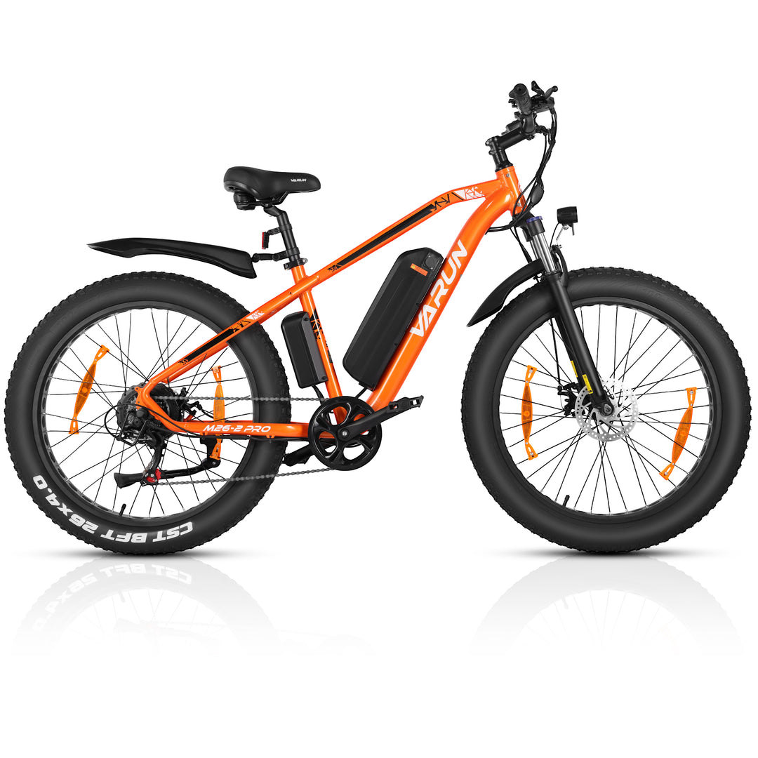 VARUN Fat Tire Electric Bike for Men - Peak 750W Ebikes for Adults - Up to 25MPH 60+ Miles with 48V 13AH Removable Battery - 26" Electric Mountain Bike Features 7-Speed, Lockable Suspension