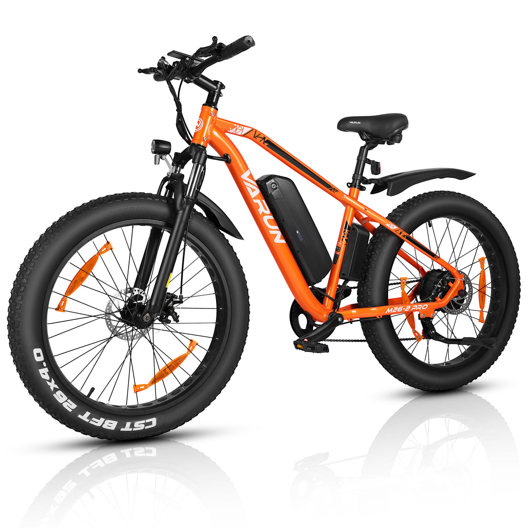 VARUN Fat Tire Electric Bike for Men - Peak 750W Ebikes for Adults - Up to 25MPH 60+ Miles with 48V 13AH Removable Battery - 26" Electric Mountain Bike Features 7-Speed, Lockable Suspension