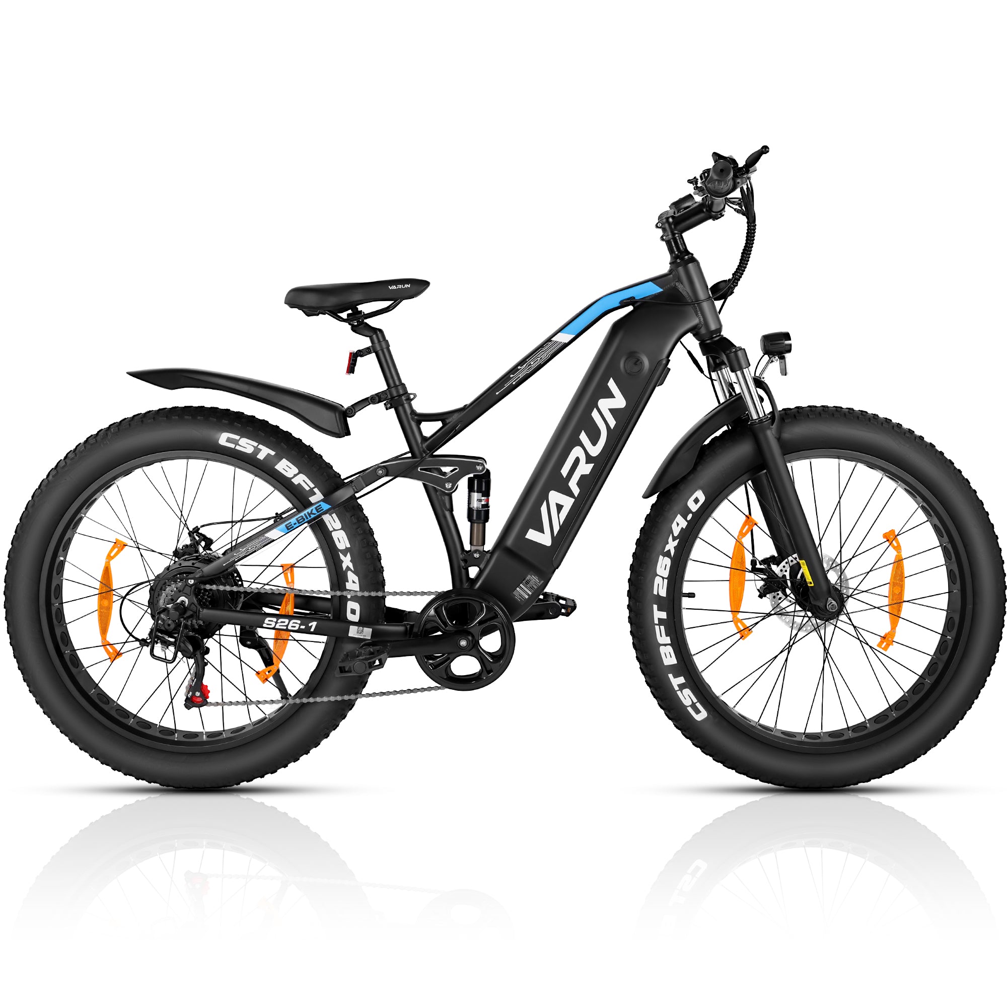 Fat Tire E-Mountainbike Pedelec Bicicletta elettrica fuoristrada con sospensione completa 90 Nm Batteria rimovibile a lungo raggio - Varun Ballistic 26'' E-Bike