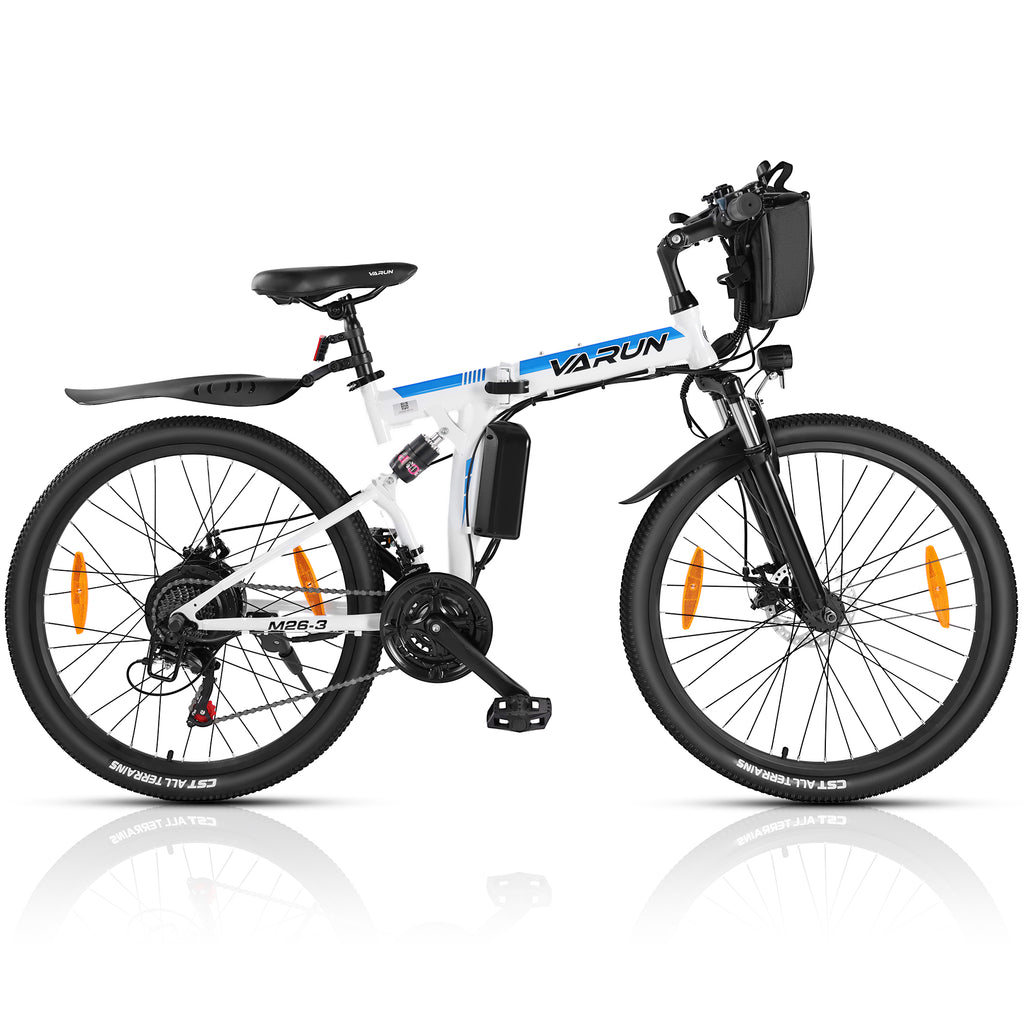 VARUN Folding Electric Bike for Adults - Peak 500W Fat Tire Electric Bike with 48V 7.8Ah Anti-Theft Battery - Full Suspension Ebike for All Terrains Up to 25+MPH, 60+ Miles