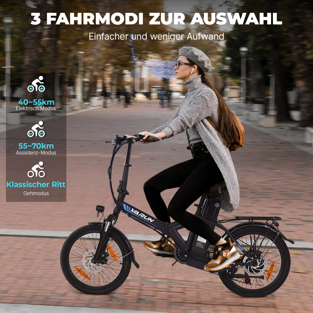 VARUN Electric Bike - Peak 500W Folding Ebike for Adults Up to 40 Milese Electric Bicycle Commuter for Women &  20MPH, 48V Removable Lithium-Battery, Stylish 20" FoldablMen