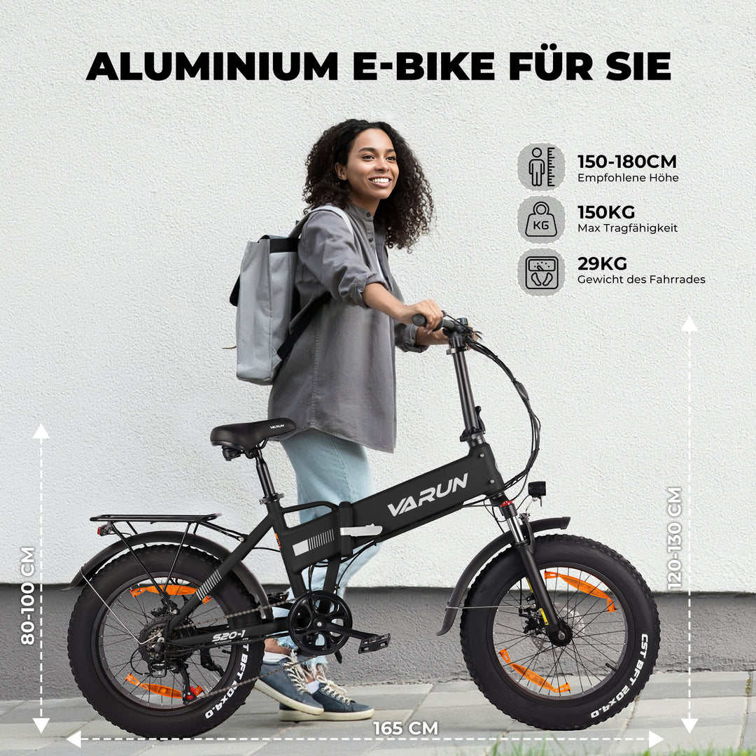 VARUN Folding Electric Bike for Adults - Peak 750W Fat Tire Electric Bike with 48V 13Ah Anti-Theft Battery - Full Suspension Ebike for All Terrains Up to 25+MPH, 60+ Miles