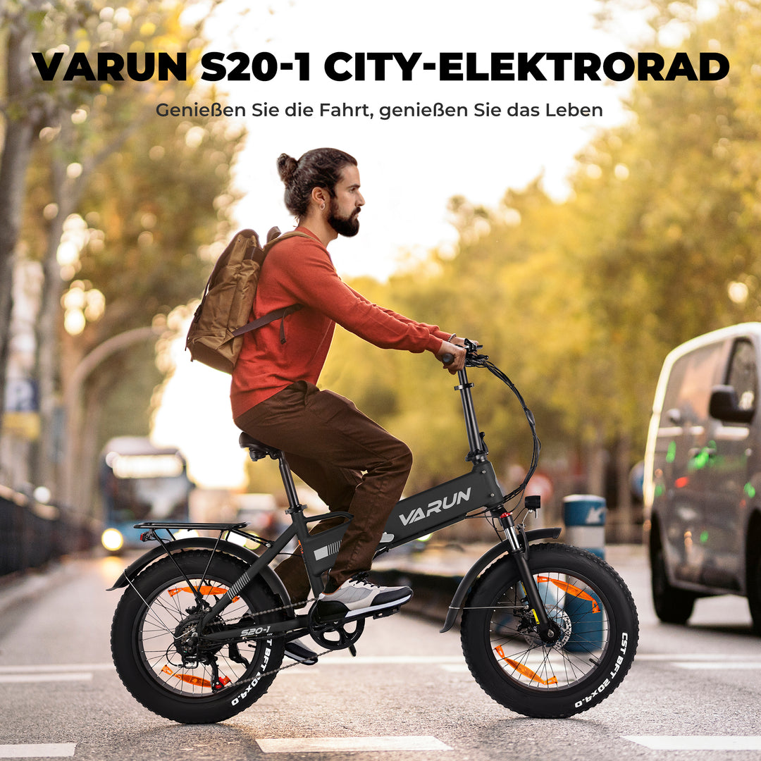 VARUN Folding Electric Bike for Adults - Peak 750W Fat Tire Electric Bike with 48V 13Ah Anti-Theft Battery - Full Suspension Ebike for All Terrains Up to 25+MPH, 60+ Miles