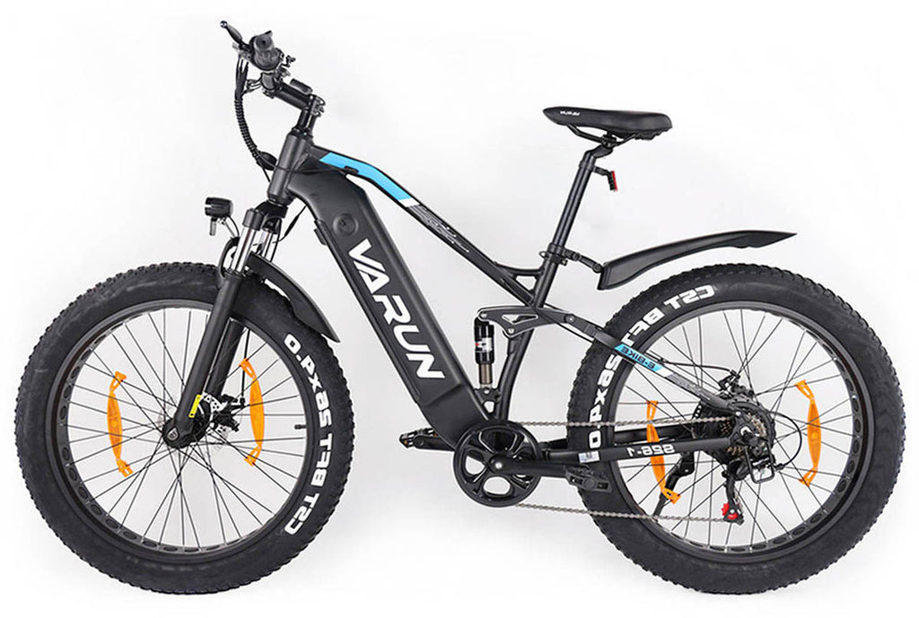 Fat Tire E-Mountainbike Pedelec Bicicletta elettrica fuoristrada con sospensione completa 90 Nm Batteria rimovibile a lungo raggio - Varun Ballistic 26'' E-Bike